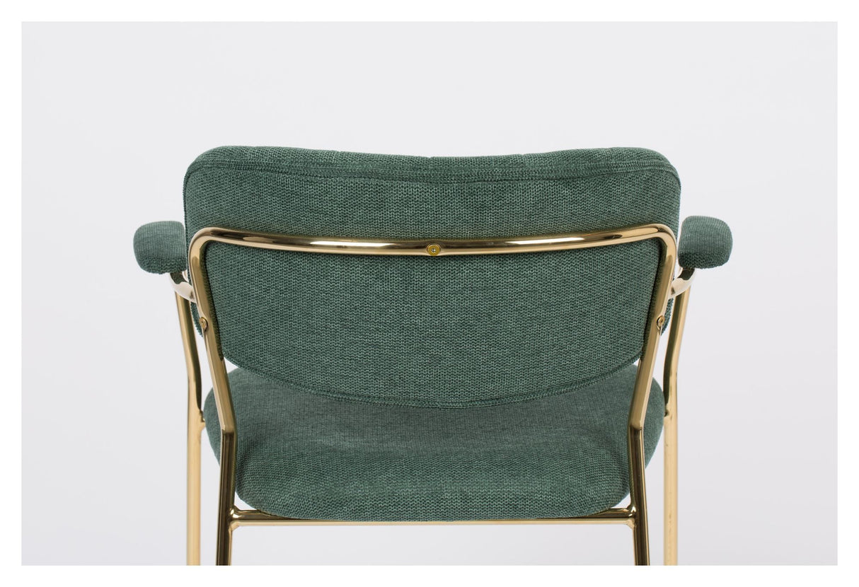 homii Jolien Dining chair w/armrests, Gold/Dark Green