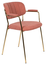 homii Jolien Dining chair w/armrests, Gold/Pink