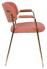 homii Jolien Dining chair w/armrests, Gold/Pink