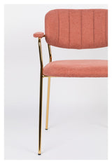 homii Jolien Dining chair w/armrests, Gold/Pink