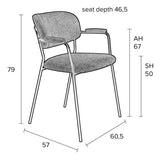 homii Jolien Dining chair w/armrests, Black/Gray