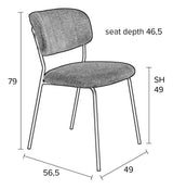 homii Jolien Dining Chair, Black/Gray