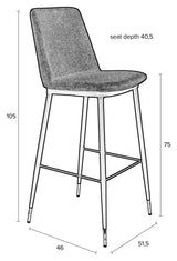 homii Lionel Barstool, Light Gray