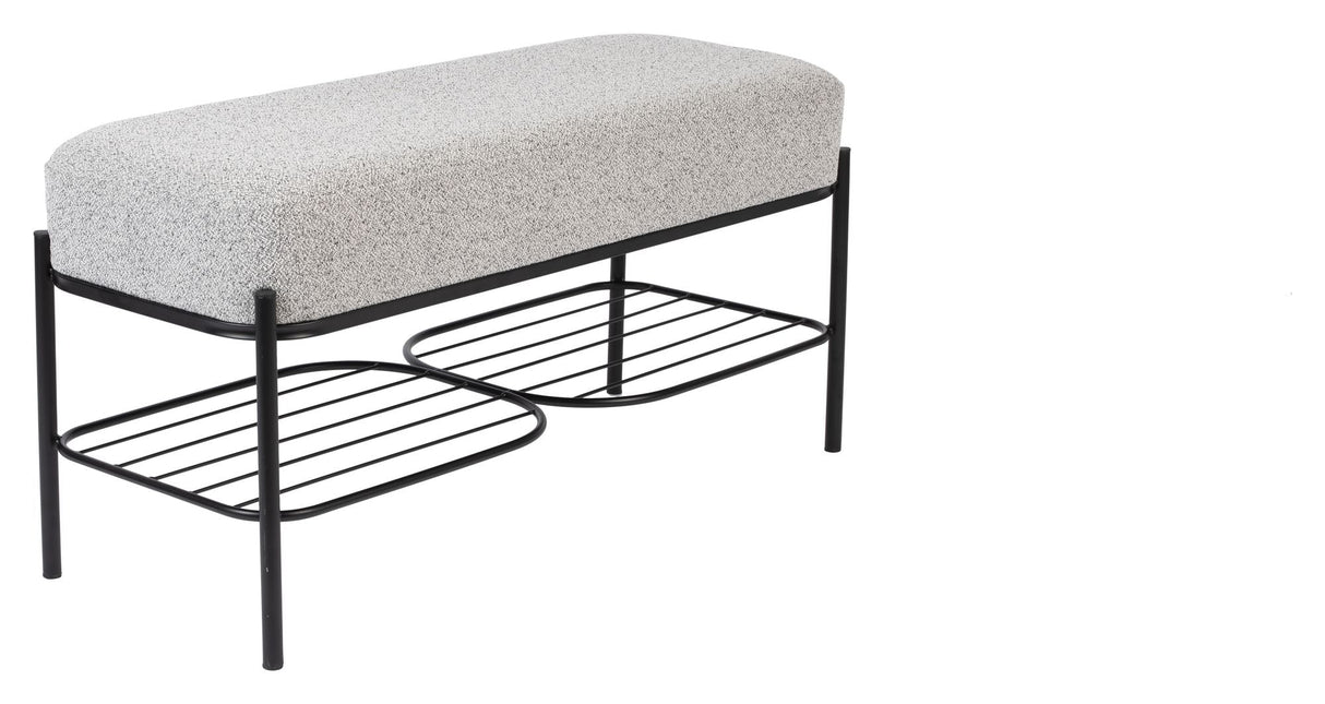 homii Milou Bench, Light Gray/Black