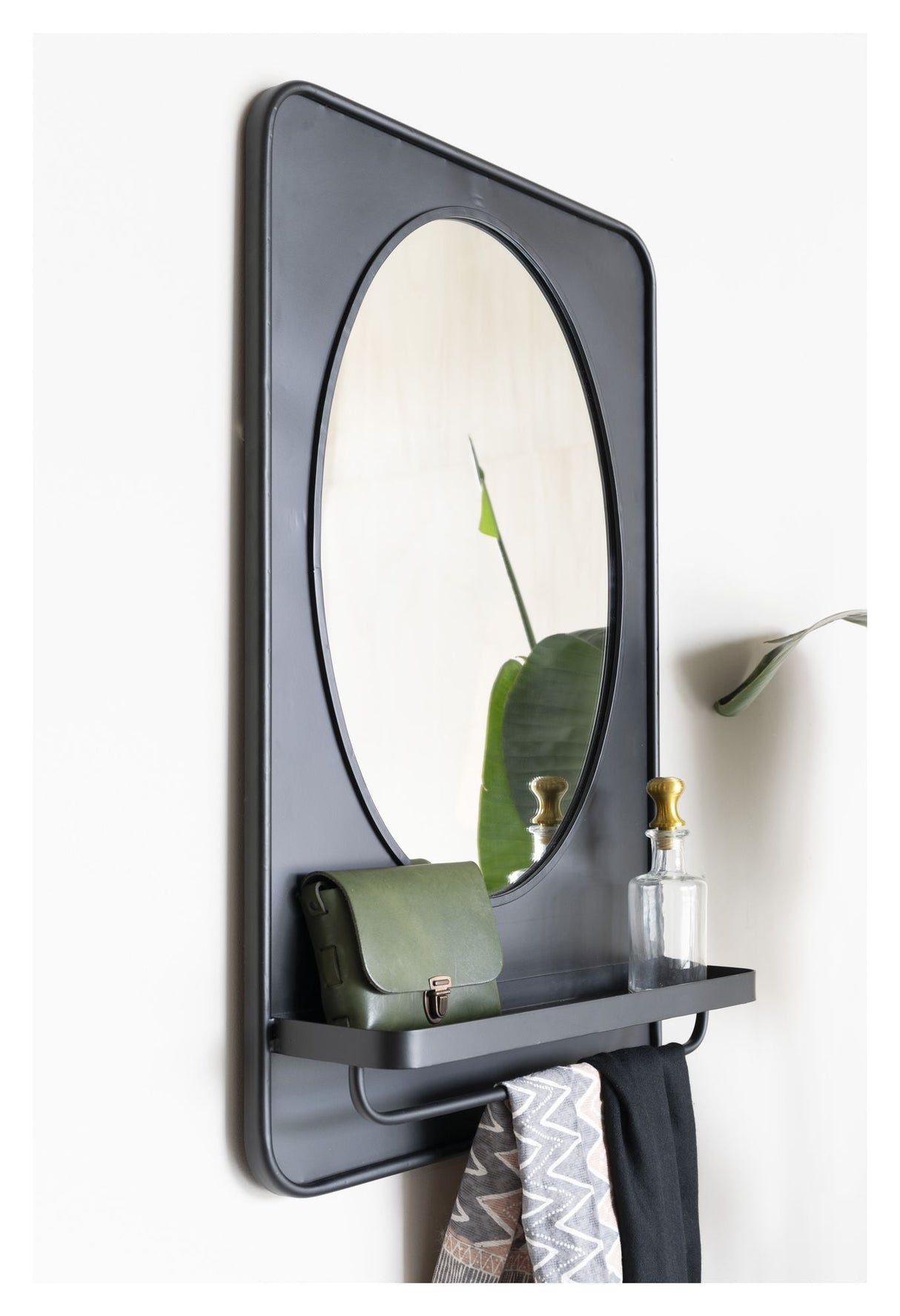 homii Pascal Mirror with shelf, 80x50, Black