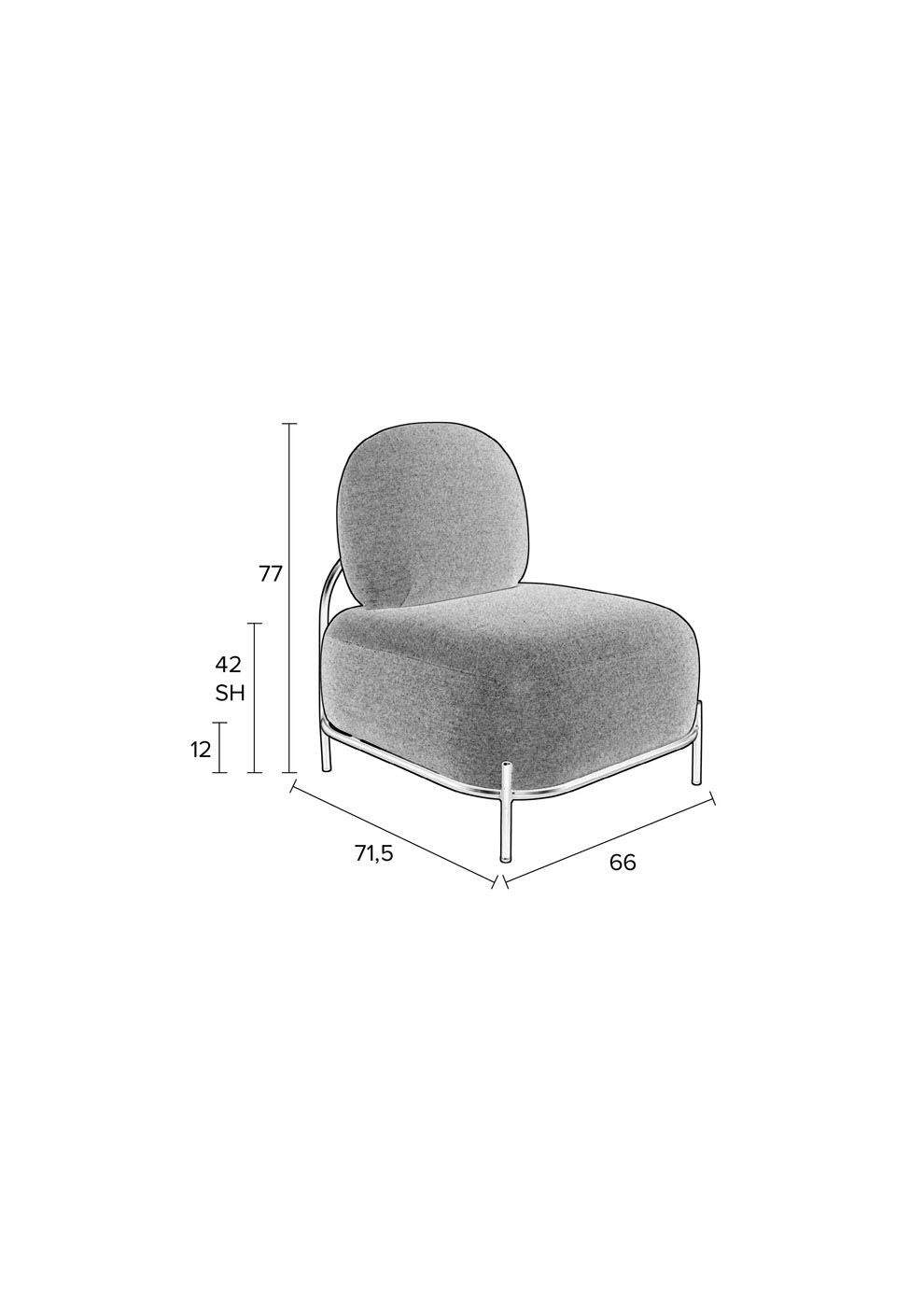 homii Polly Lounge Chair - Gray