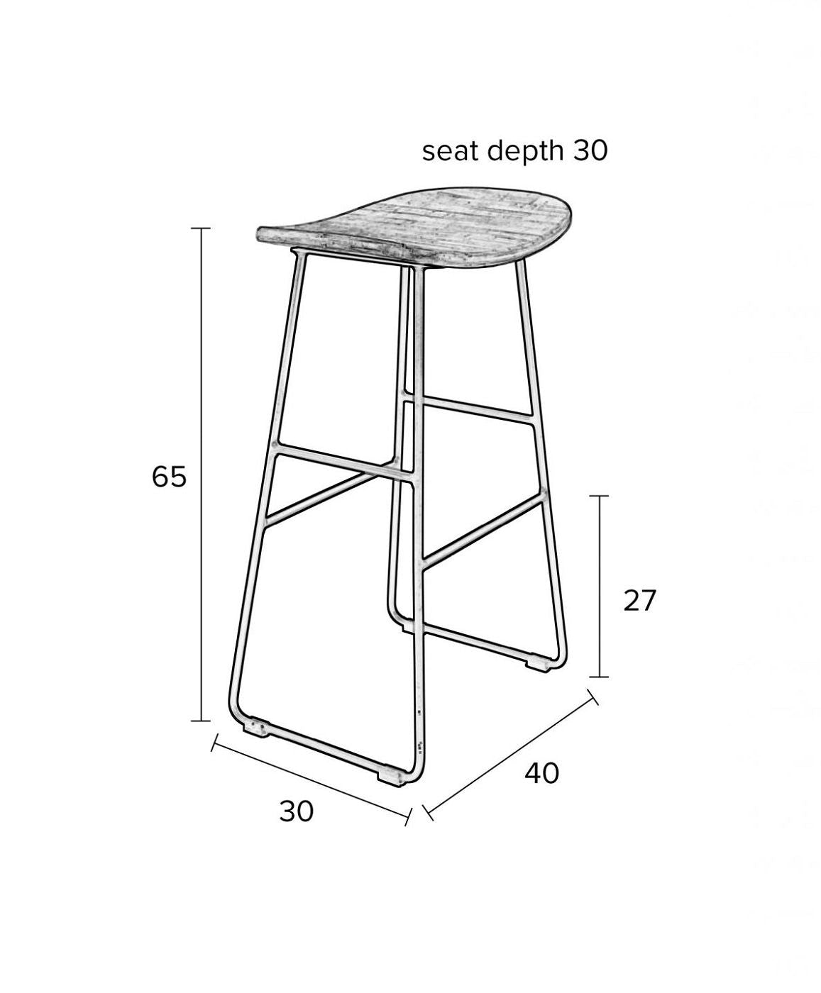 Zanzibar bar bar stool - Black, SH: 62cm