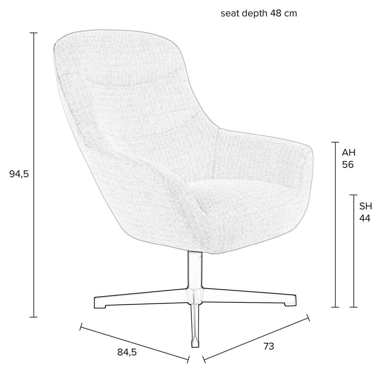 homii Yuki Lounge Chair, Off White