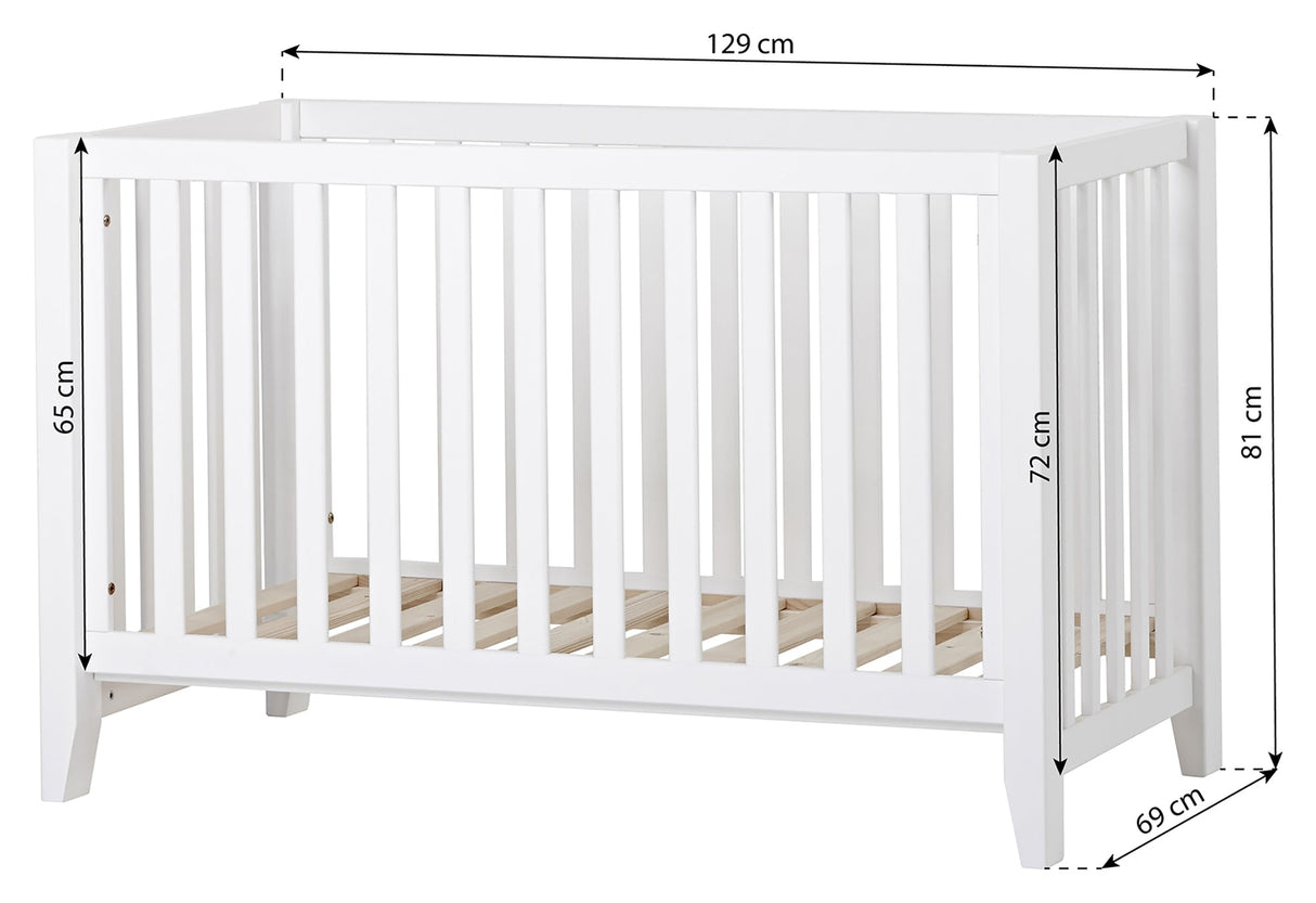 Anton Baby Bed, White Pine, 120x60