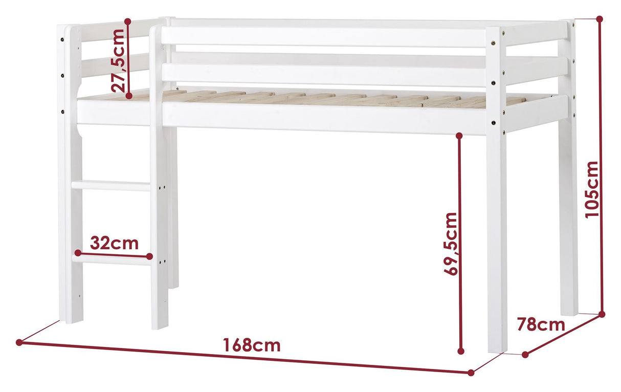 Hoppekids ECO Dream Half High Junior Bed 70x160 - White