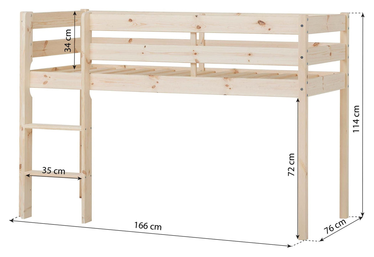 ECO Comfort semi-high bed incl. slatted base 70x160 cm, Nature