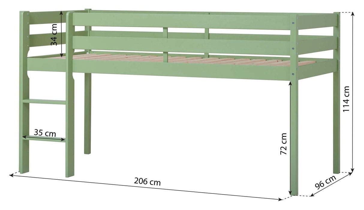 ECO Comfort mid-high bed incl. slatted base 90x200 cm, Pale Green