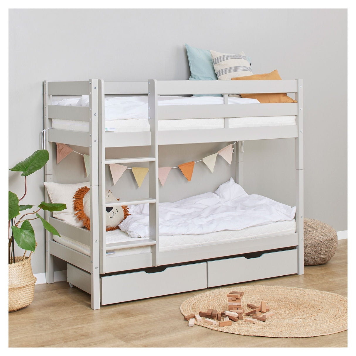 ECO Comfort bunk bed incl. slatted base 70x160 cm, Dove Gray