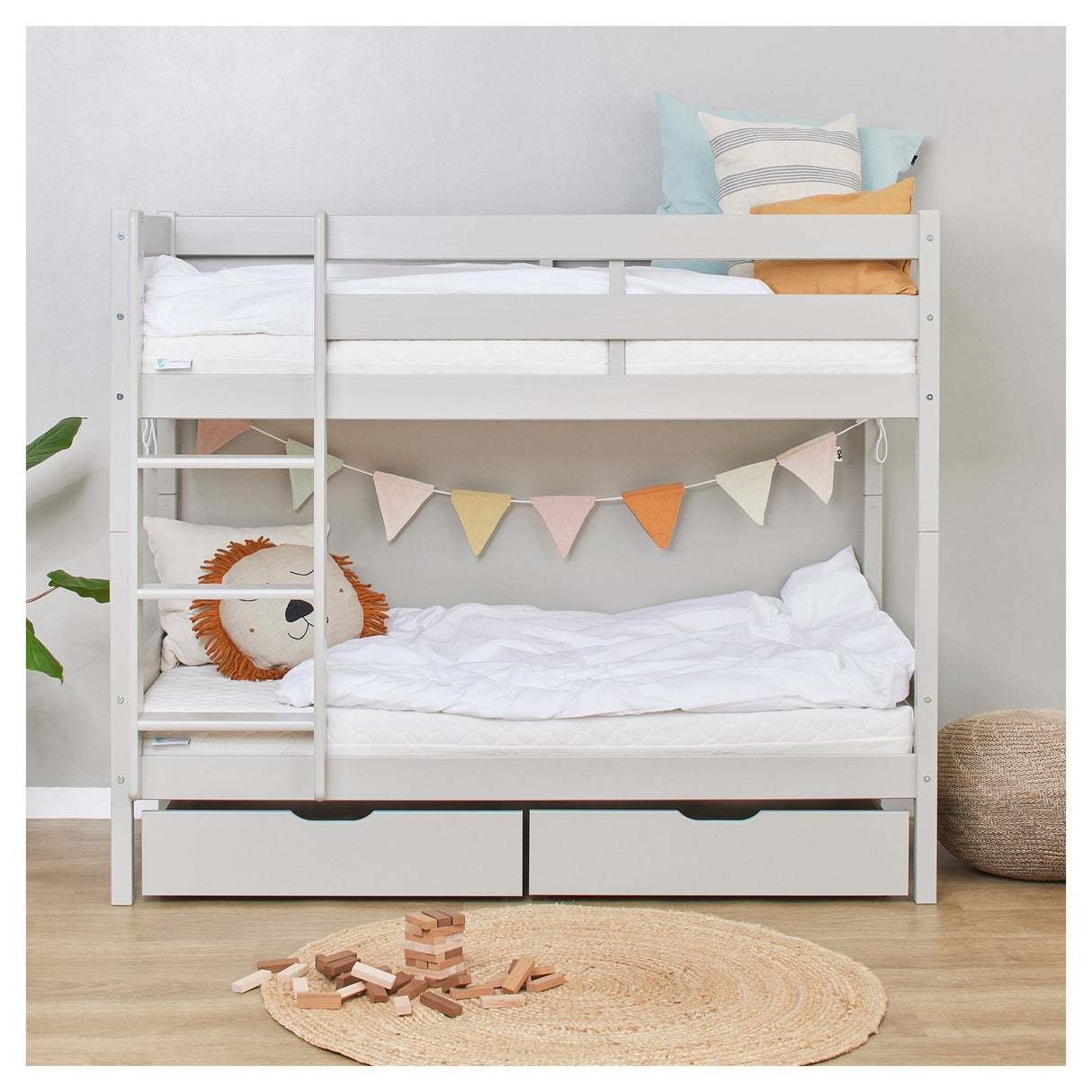 ECO Comfort bunk bed incl. slatted base 70x160 cm, Dove Gray