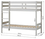 ECO Comfort bunk bed incl. slatted base 70x160 cm, Dove Gray