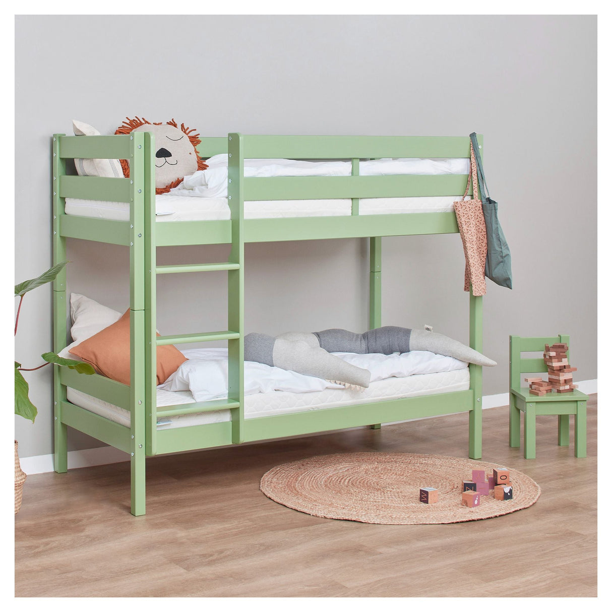 ECO Comfort bunk bed incl. slatted base 70x160 cm, Pale Green