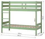 ECO Comfort bunk bed incl. slatted base 70x160 cm, Pale Green