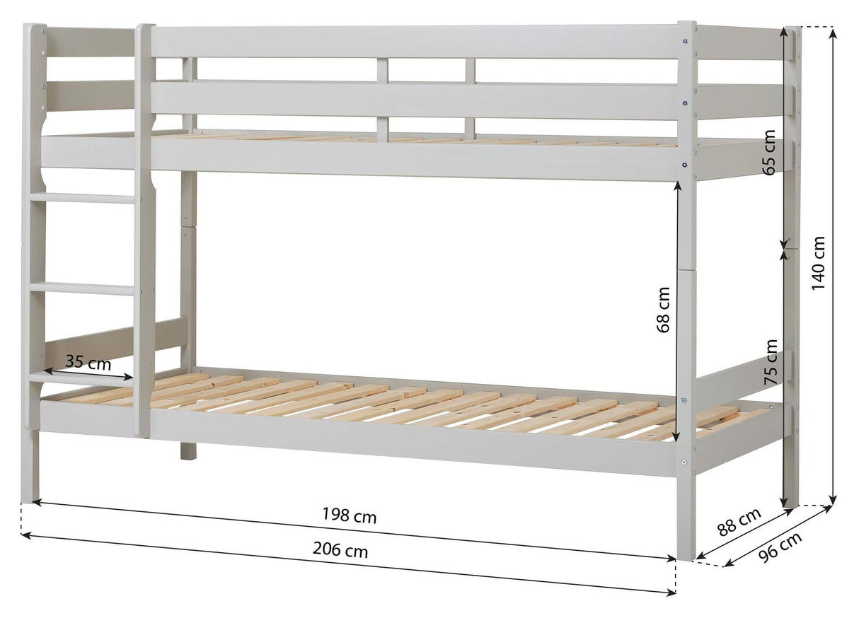 ECO Comfort bunk bed incl. Lamella base 90x200 cm, Dove Gray