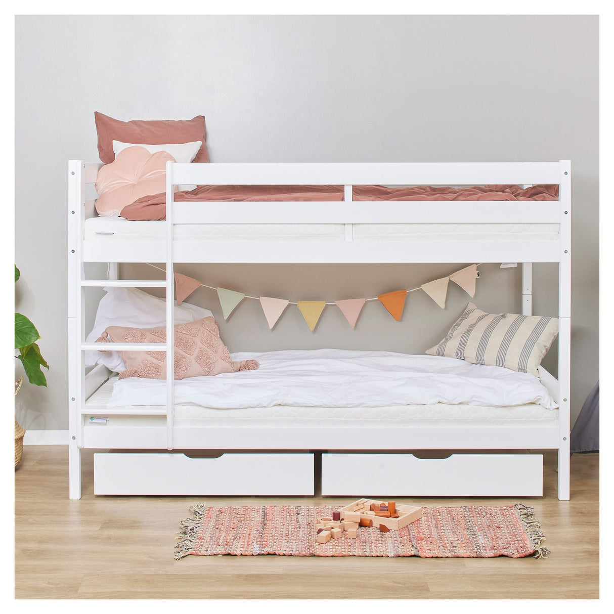 ECO Comfort bunk bed incl. Lamella base 90x200 cm, White