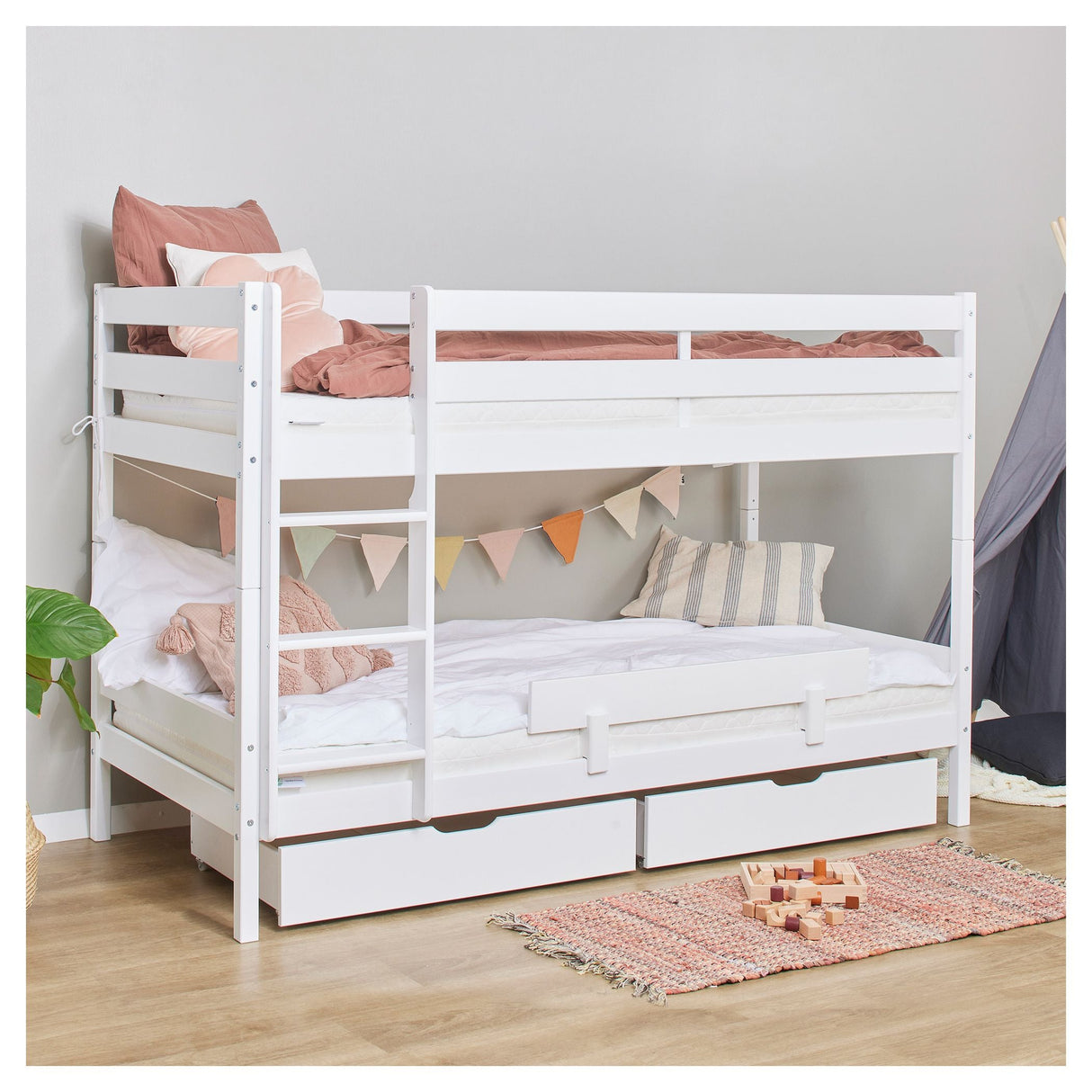 ECO Comfort bunk bed incl. Lamella base 90x200 cm, White