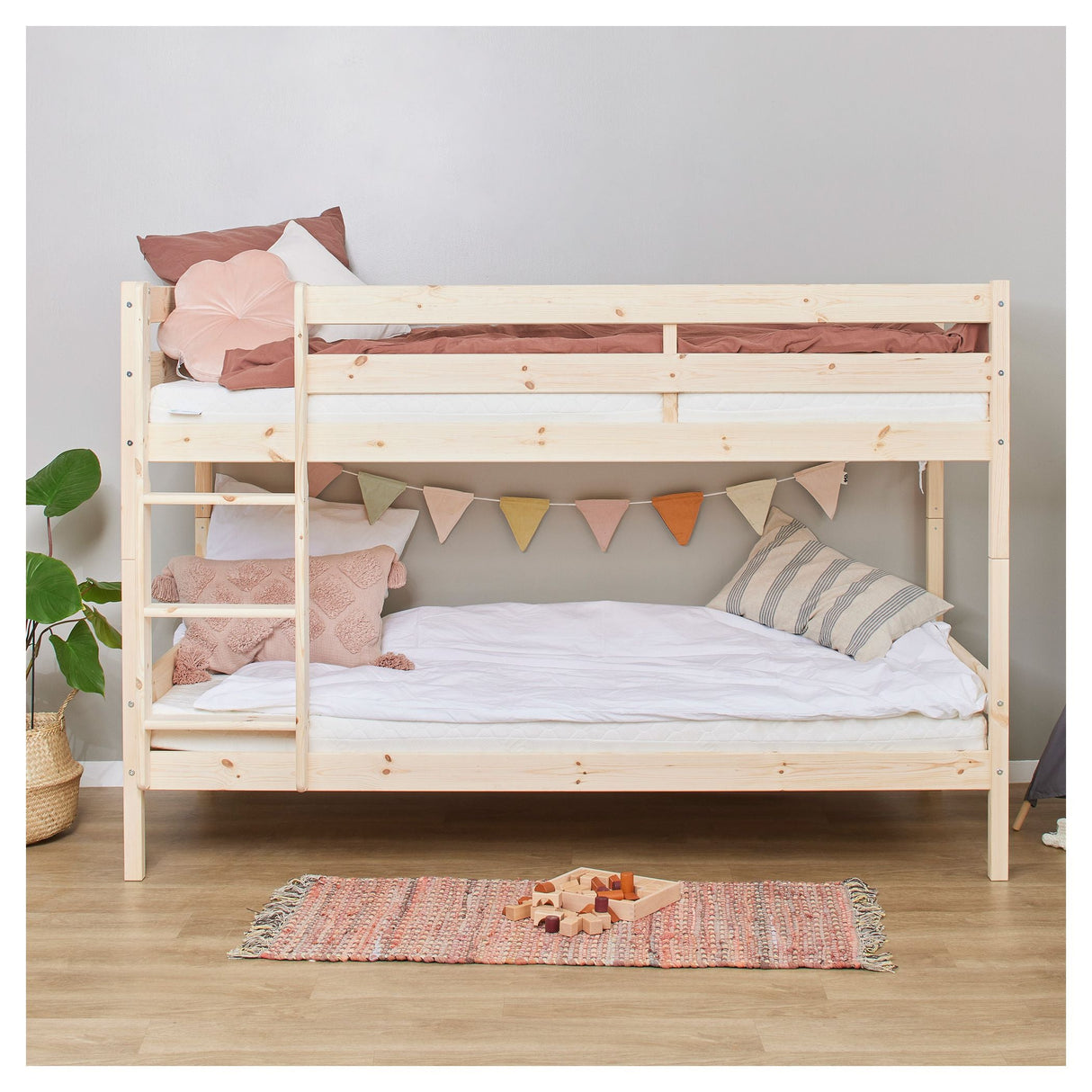 ECO Comfort bunk bed incl. Lamella base 90x200 cm, Nature