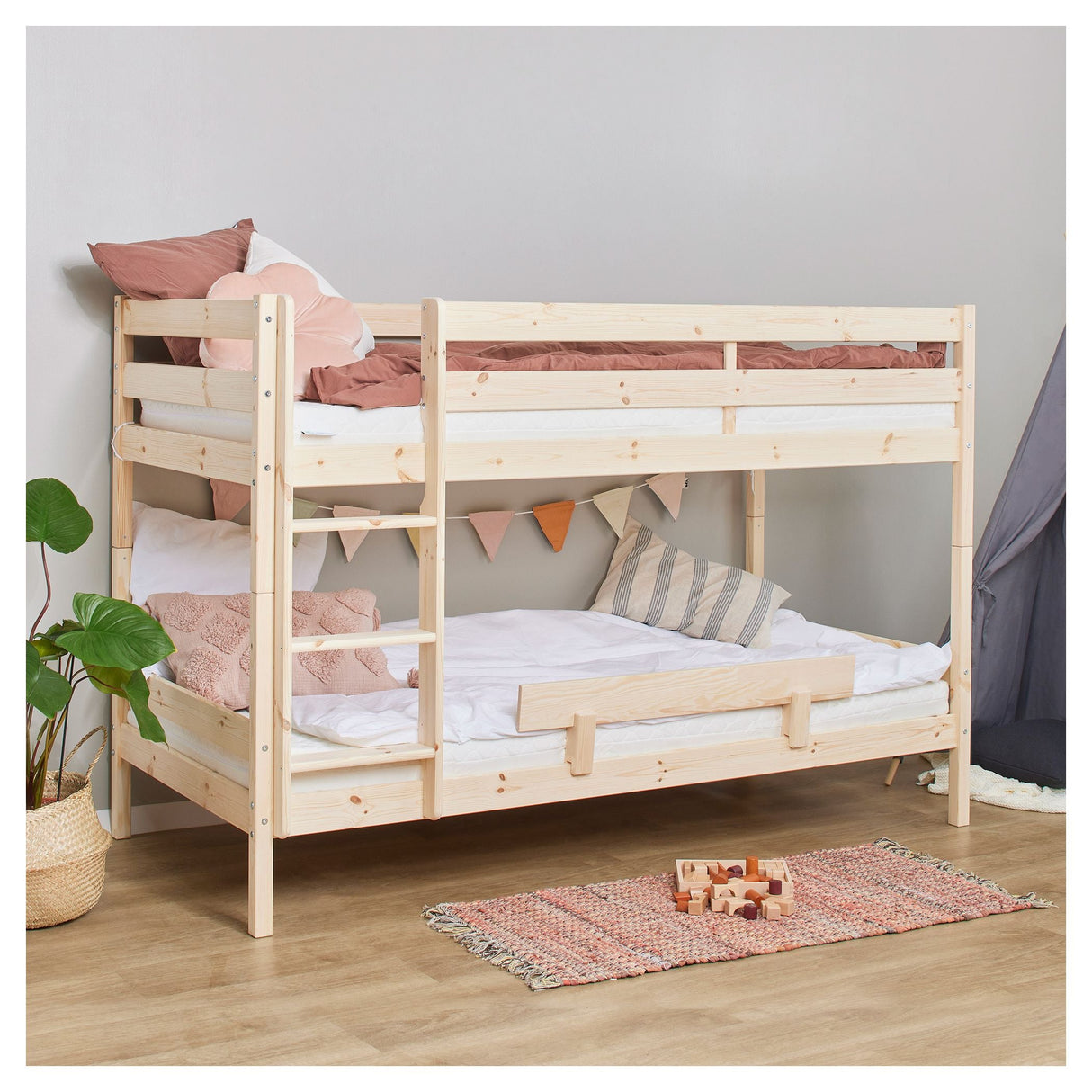 ECO Comfort bunk bed incl. Lamella base 90x200 cm, Nature