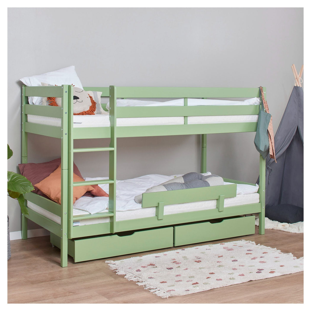 ECO Comfort bunk bed incl. Lamella base 90x200 cm, Pale Green