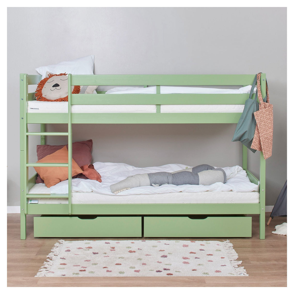 ECO Comfort bunk bed incl. Lamella base 90x200 cm, Pale Green