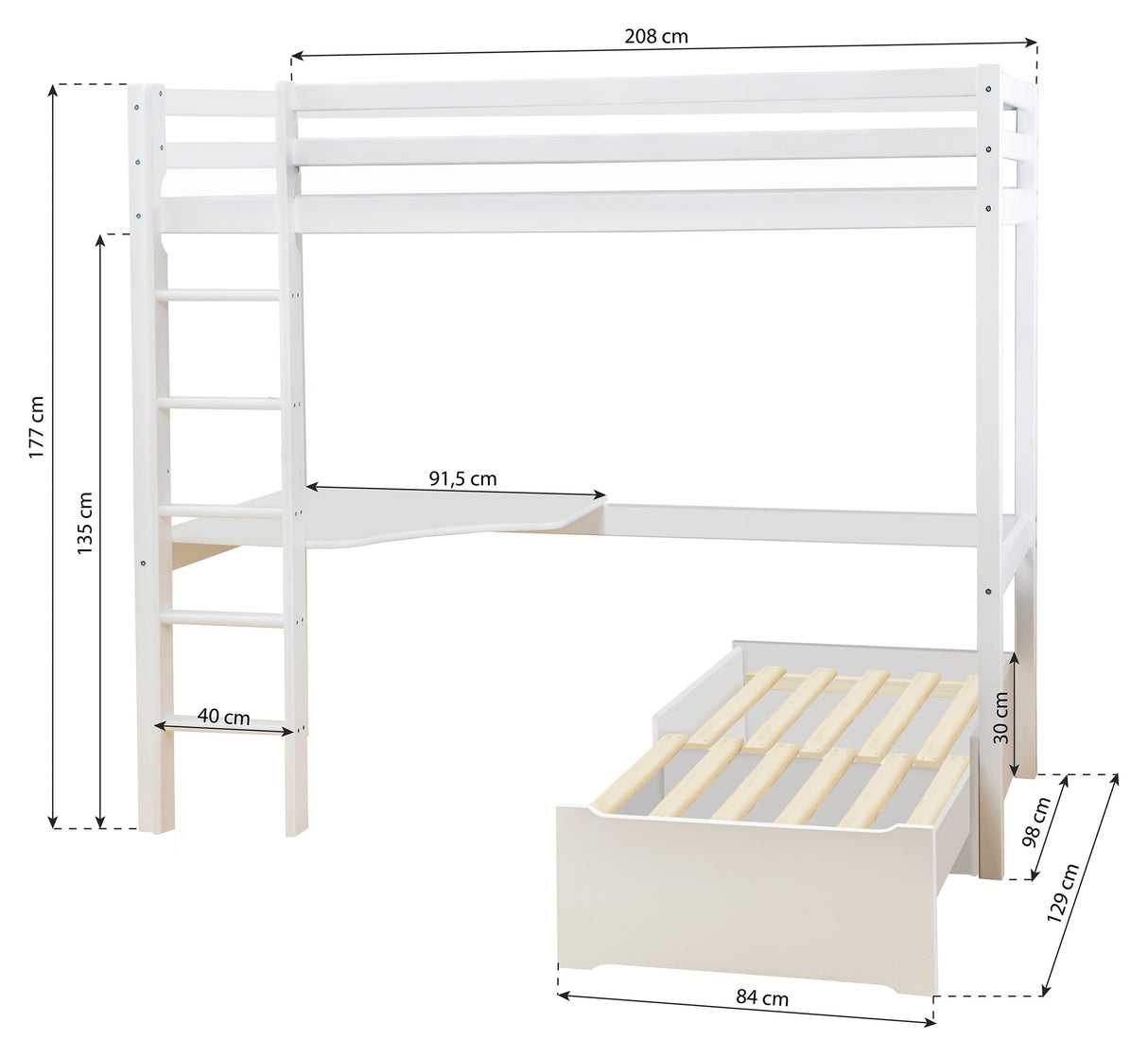 ECO Dream MEGA bed with lounge module and table top, 90x200