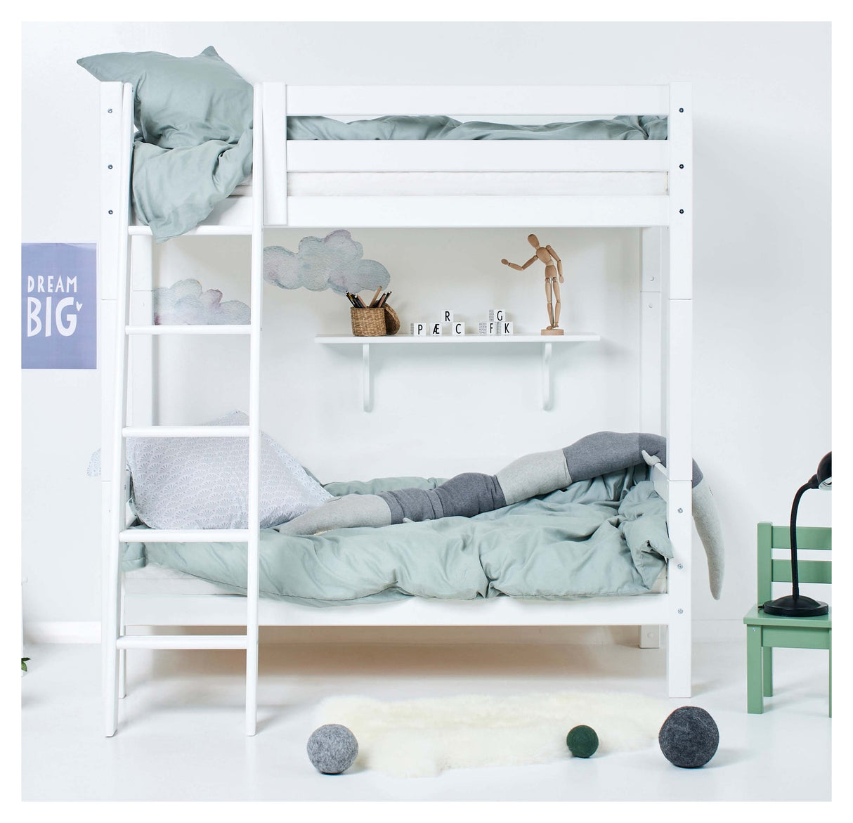 Hoppekids ECO Luxury Bunk Bed with Sloping Ladder 70x160 - White