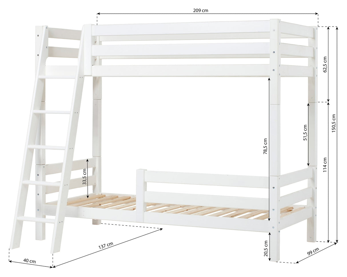 ECO, Bunk bed with horse and ladder 90x200, White