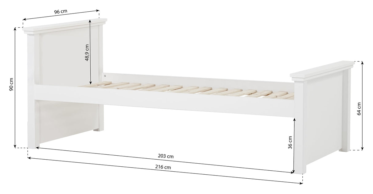 MAJA DELUXE Junior bed, 1 high and 1 low gable, 90x200cm, White