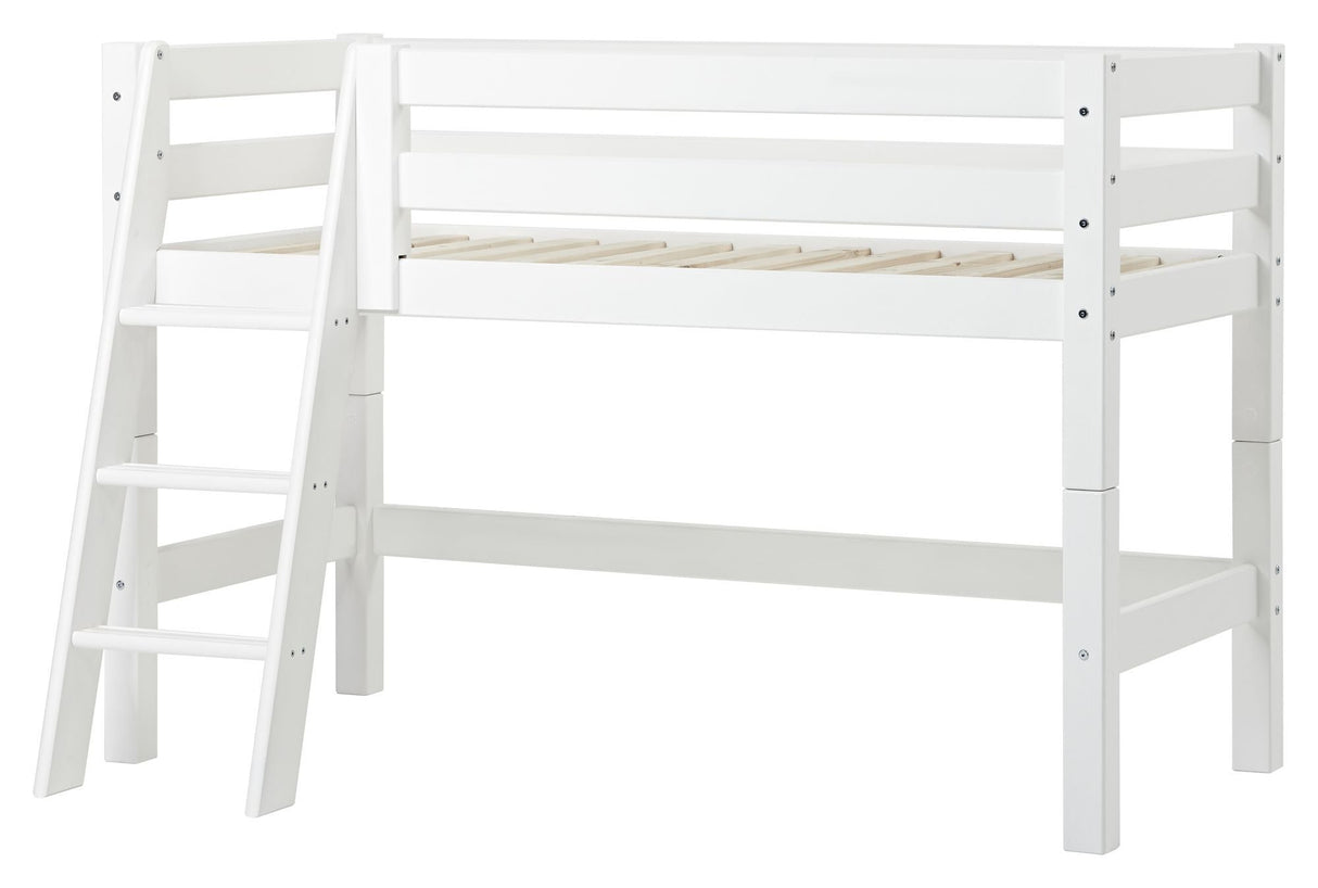 ECO Luxury Half-high bed with ladder and curtain 70x160, White