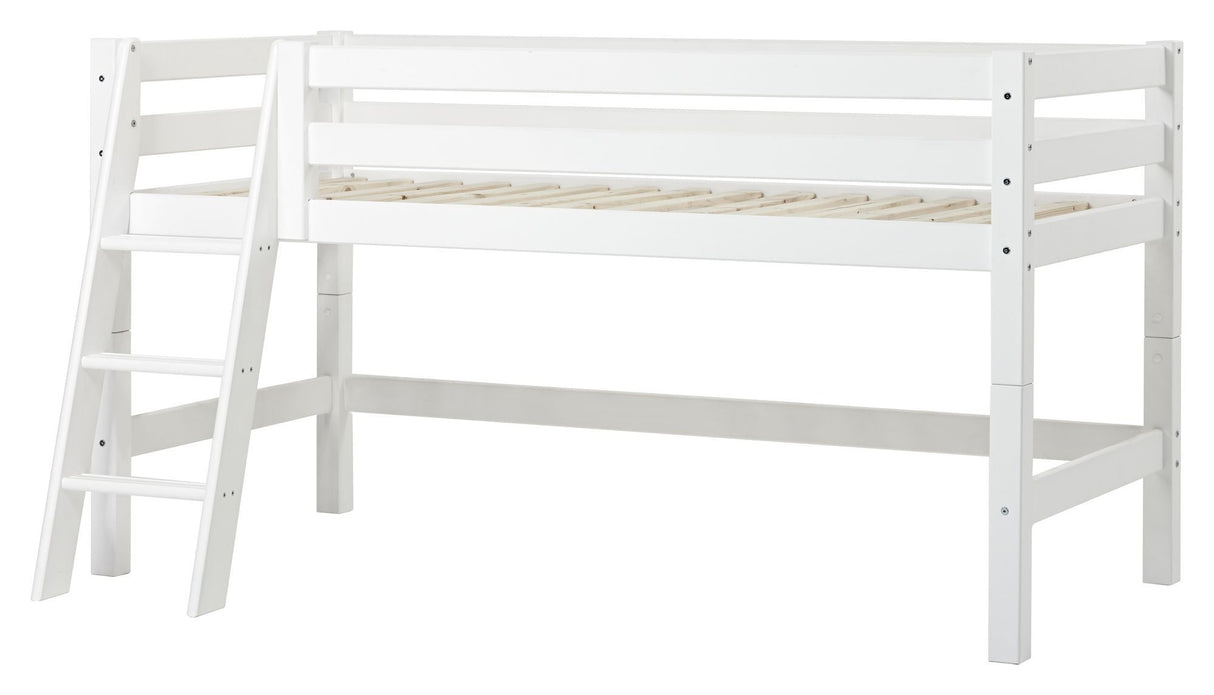 ECO Luxury Half-high bed with ladder and curtain 90x200, White