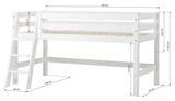 ECO Luxury Half-high bed with ladder and curtain 90x200, White