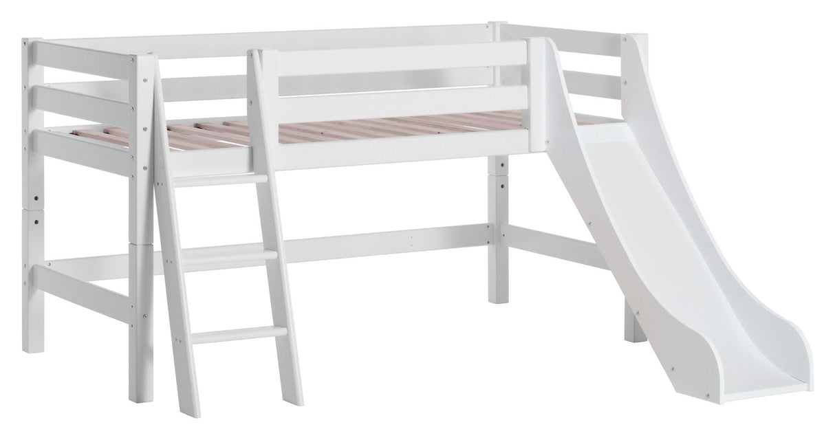 ECO Luxury Half-high bed with ladder, slide and curtain 90x200