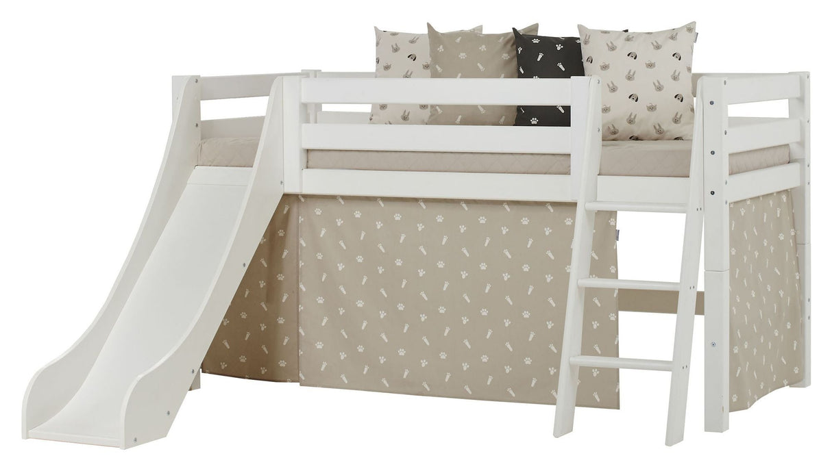 Hoppekids ECO Luxury Half high bed with slide 90x200 - White/beige