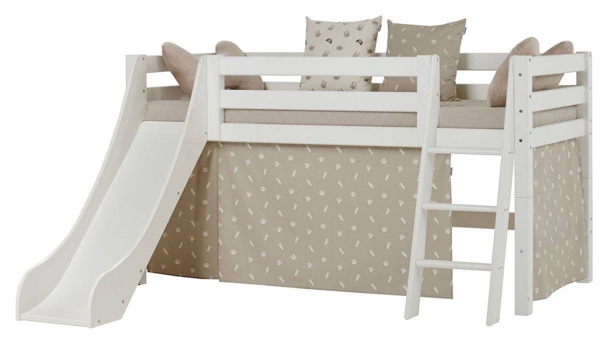 Hoppekids ECO Luxury Half high bed with slide 90x200 - White/beige