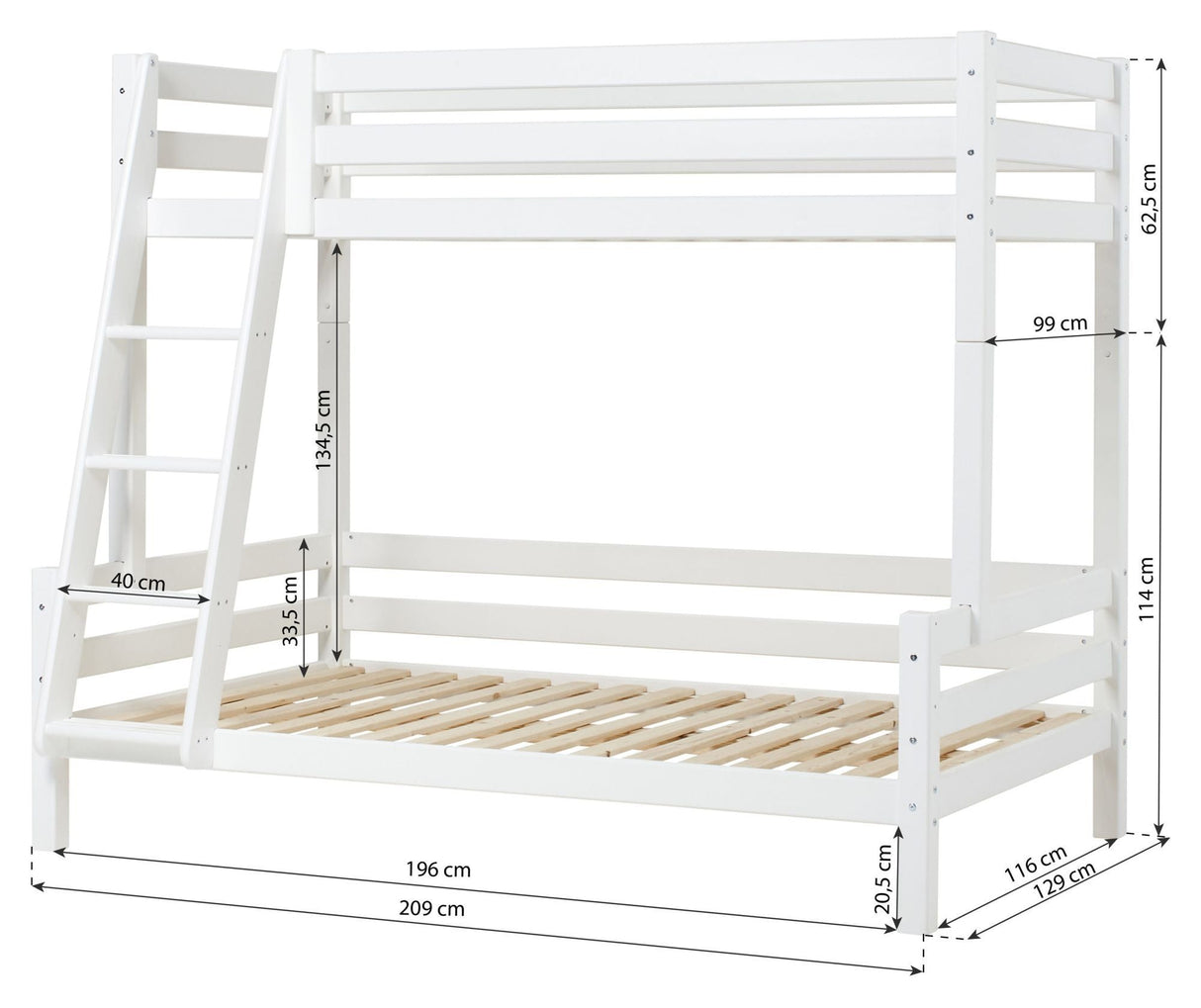 Hoppekids ECO Luxury Bunk Bed 90/120x200 - White