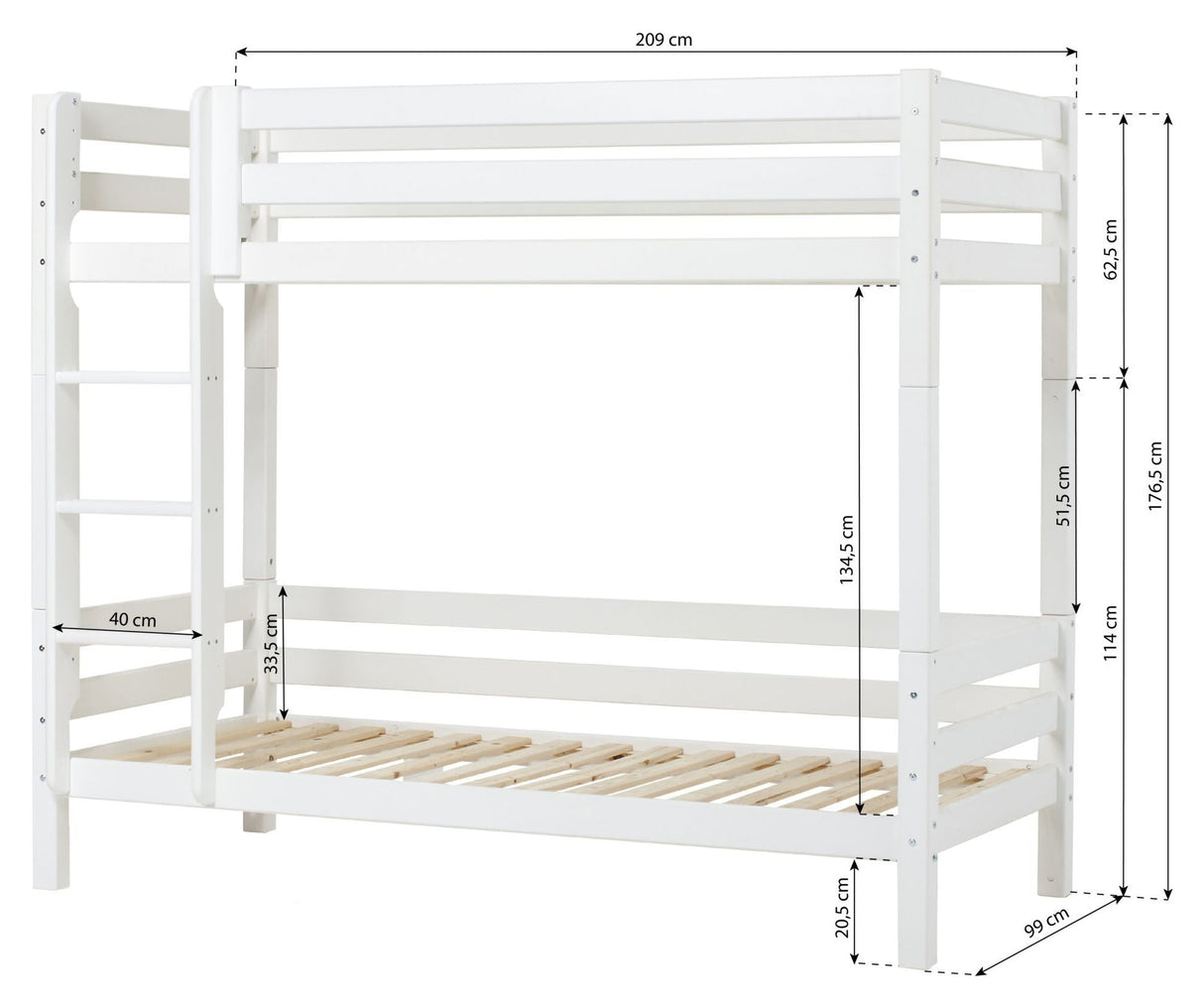 ECO Luxury Bunk Bed 90x200, White