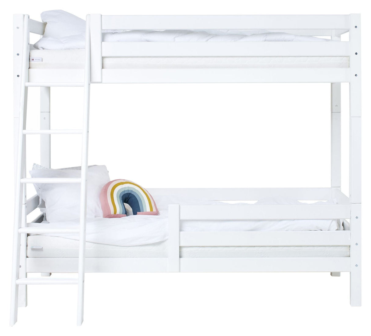 ECO Luxury Bunk Bed with Two Bedhorses and Ladder 90x200, White