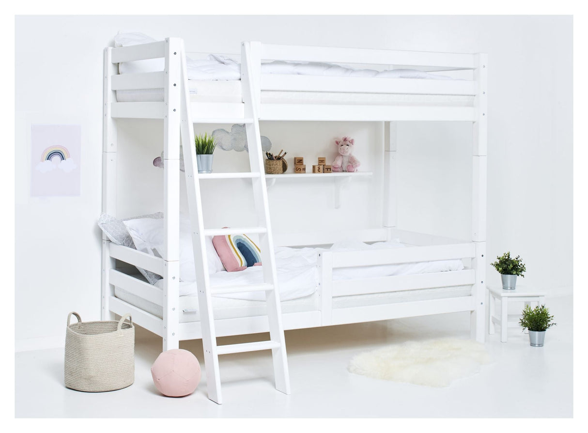 ECO Luxury Bunk Bed with Two Bedhorses and Ladder 90x200, White