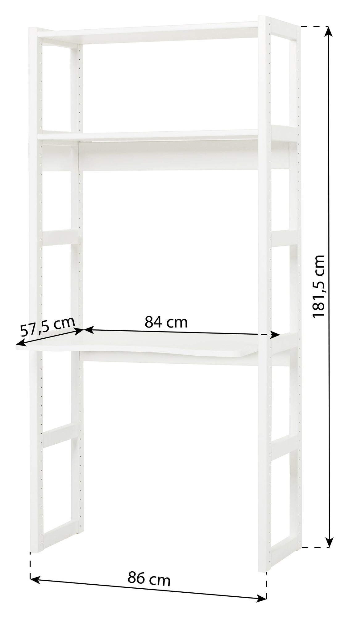 Hoppekids Storey Shelf - 1 section w. 2 shelves and writing plate