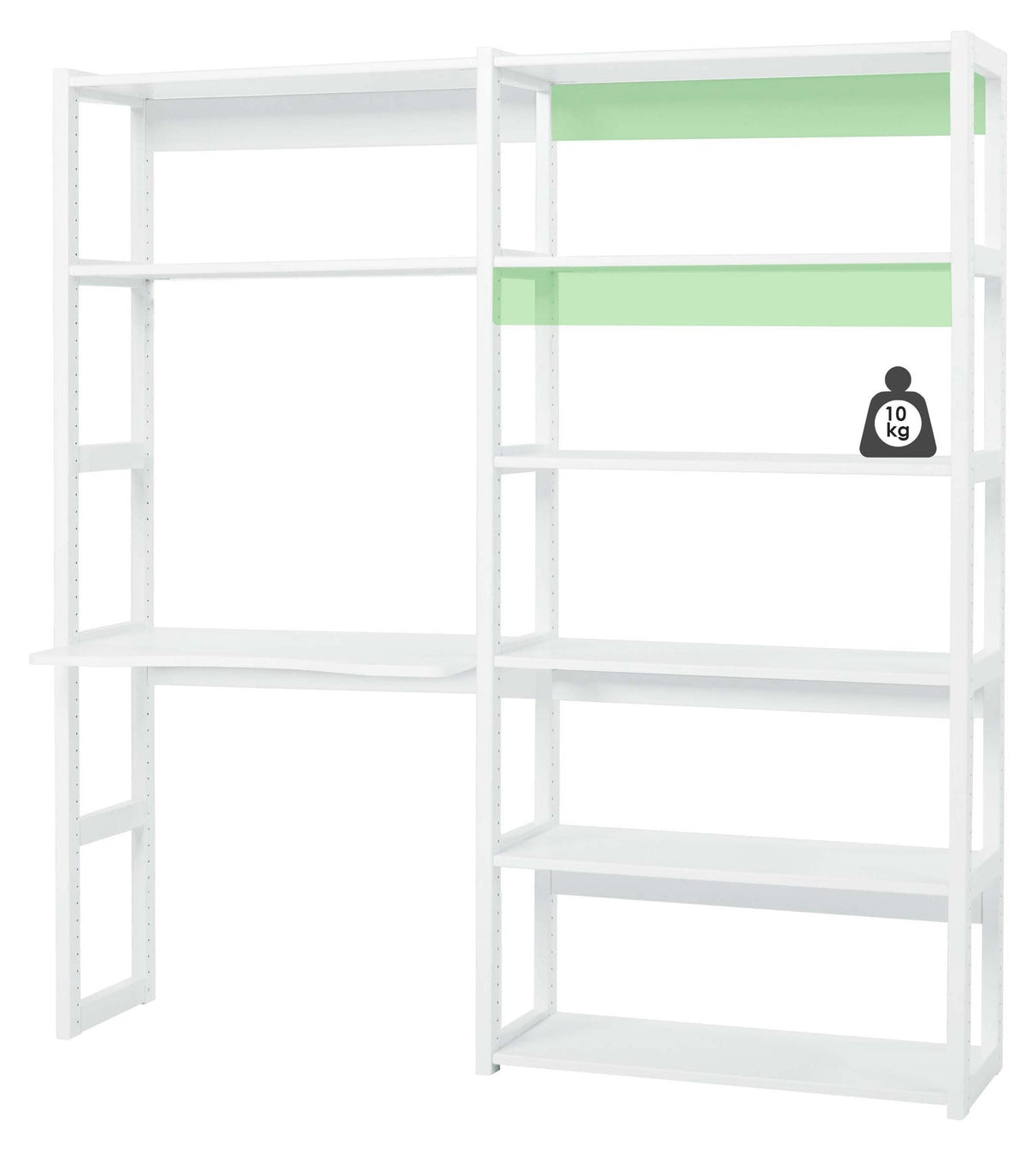 Hoppekids Storey Shelf - 1 section w. 2 shelves and writing plate