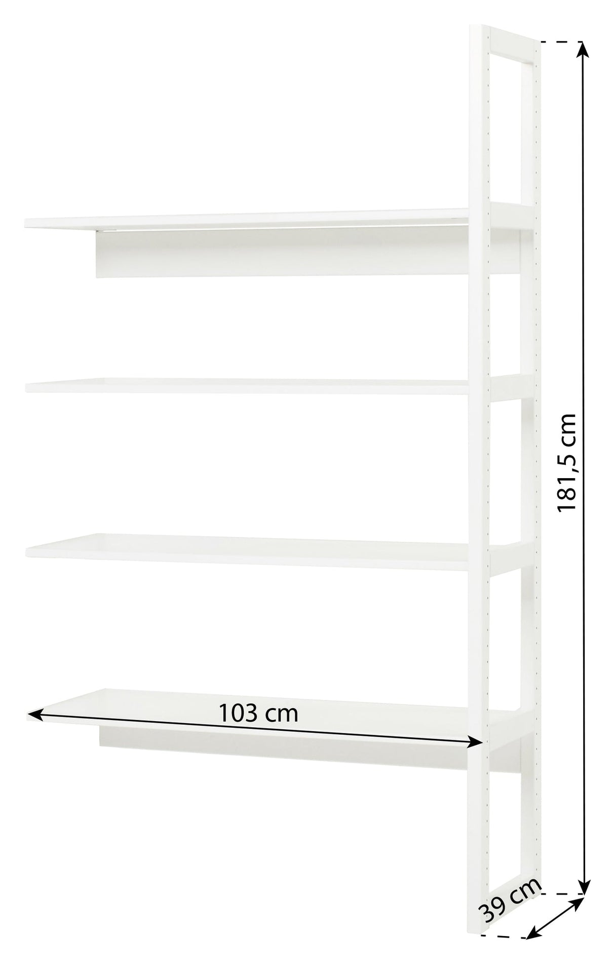 Hoppekids Storey Shelf - 1/2 section w. 4 shelves - 100 cm