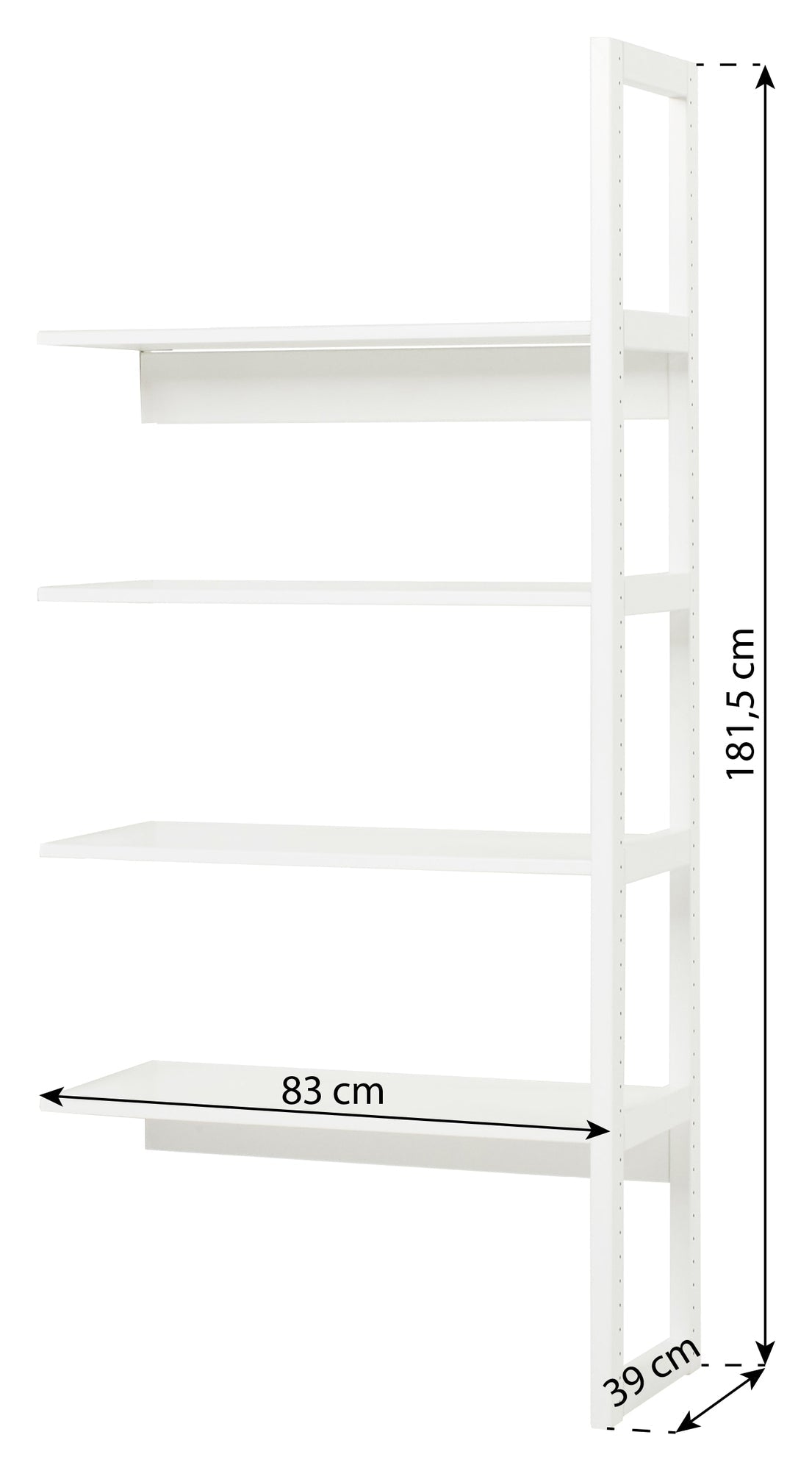 Hoppekids Storey Shelf - 1/2 section w. 4 shelves - 80 cm