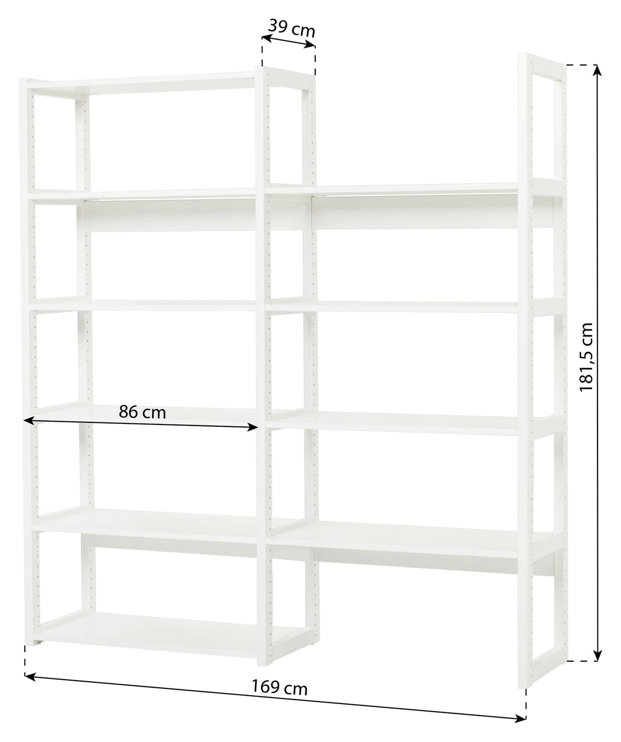 Hoppekids Storey Shelf - 2 sections w. 8 shelves