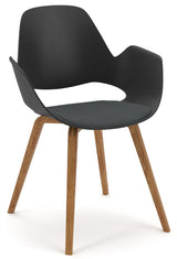 Falk Dining Chair, Oak Legs, Black, Gray Seat Cushion