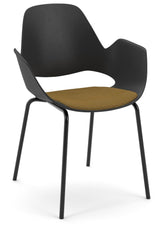 Falk Dining chair, Metal legs, Black, Yellow seat cushion