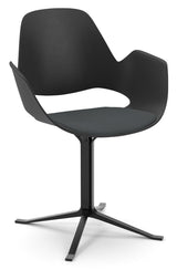 Falk Dining chair, Column legs, Black, Gray seat cushion